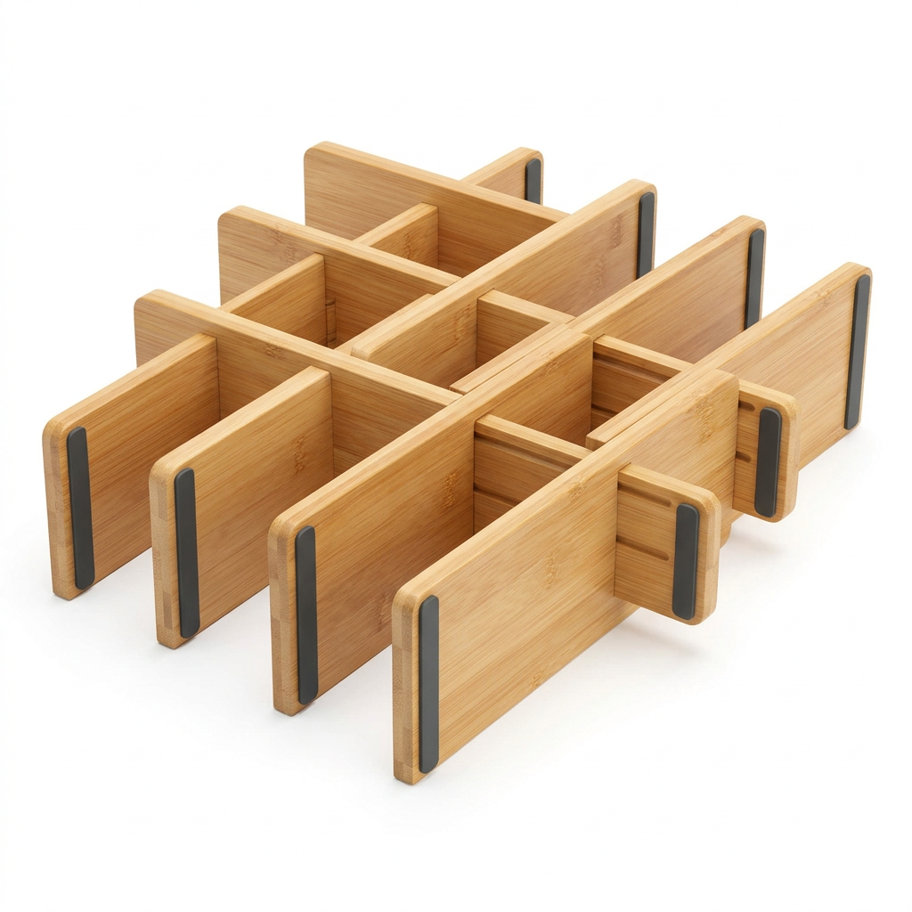 Mandorio Expandable Drawer Divider Set, Natural Bamboo, 4 Pieces - Kitchen Organization > Drawer Organizers > Expandable Drawer Dividers - Mandorio