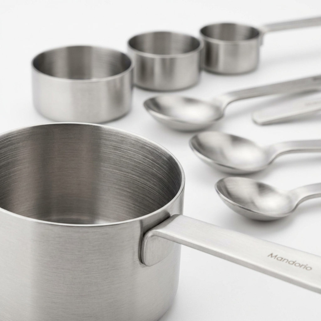 Mandorio Stainless Steel Measuring Cups And Spoons Set, 8 Pieces - Cookware & Utensils > Measuring Tools > Measuring Cups And Spoons - Mandorio