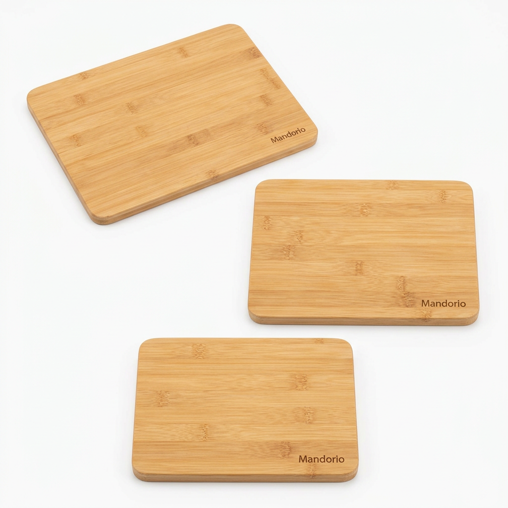 Mandorio Bamboo Cutting Board Set, 3 Sizes, Natural Honey Finish - Cookware & Utensils > Kitchen Preparation > Cutting Boards - Mandorio