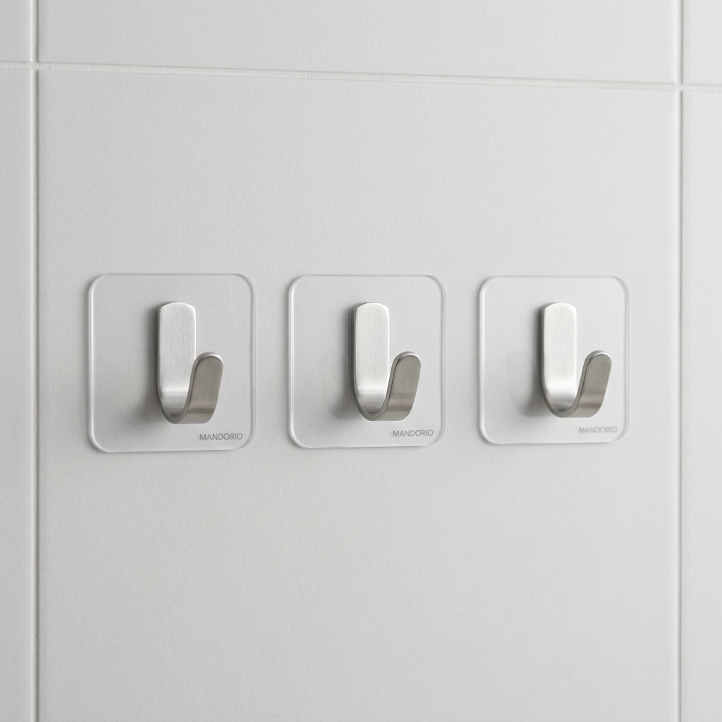 Mandorio Adhesive Wall Hook Set, 20 - Pack With Clear Mounting Pads - Home Decor & Table Accessories > Home Organization > Wall Hooks - Mandorio