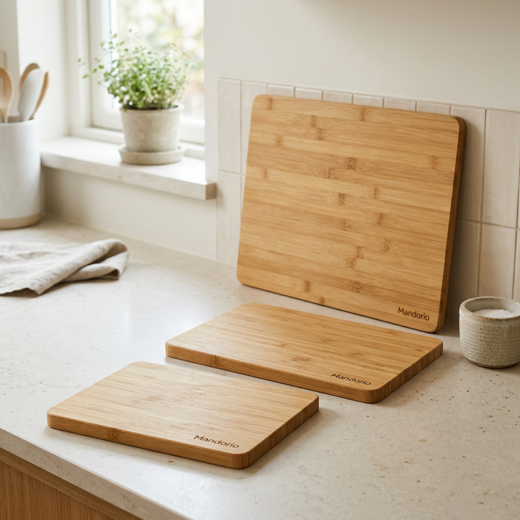 Mandorio Bamboo Cutting Board Set, 3 Sizes, Natural Honey Finish - Cookware & Utensils > Kitchen Preparation > Cutting Boards - Mandorio