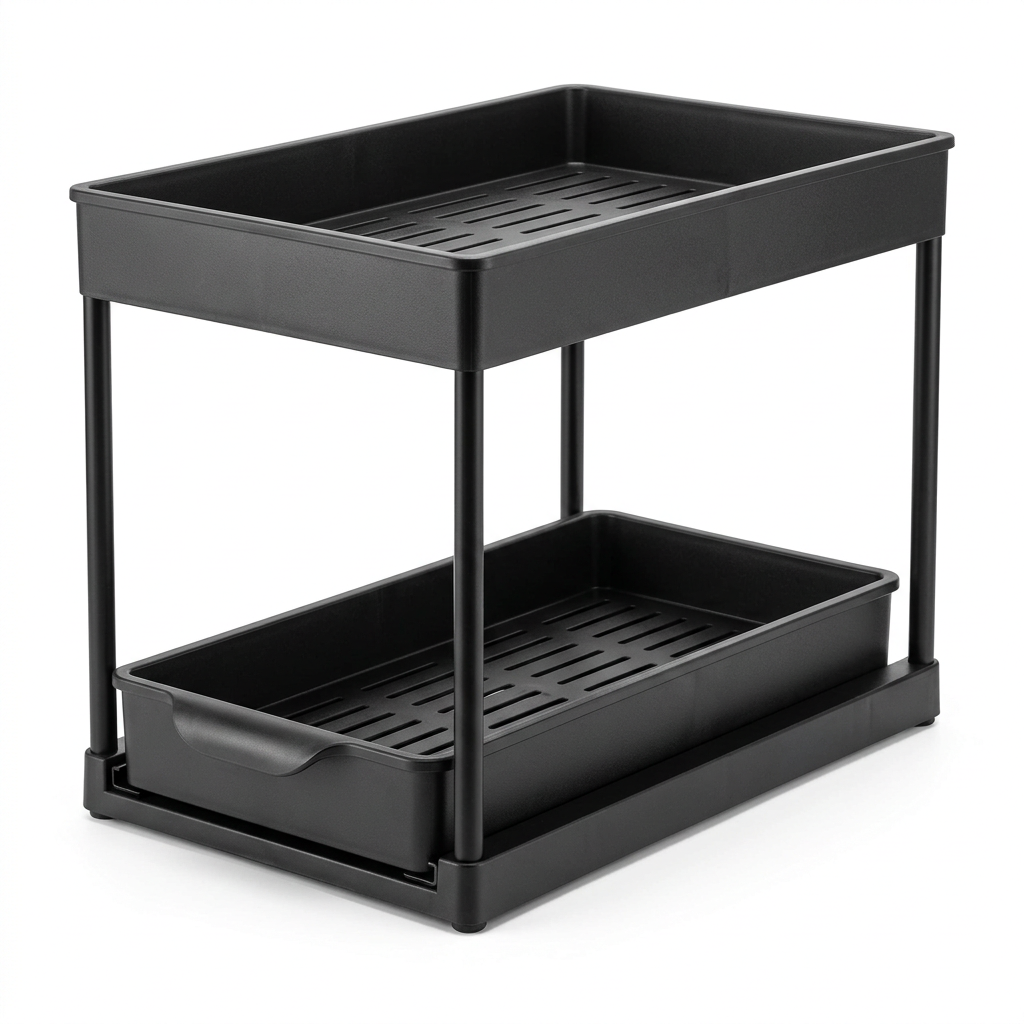 Mandorio Under - Sink Pull - Out Organizer, Two - Tier, Charcoal Black - Kitchen Organization > Cabinet Storage > Under - Sink Organizers - Mandorio