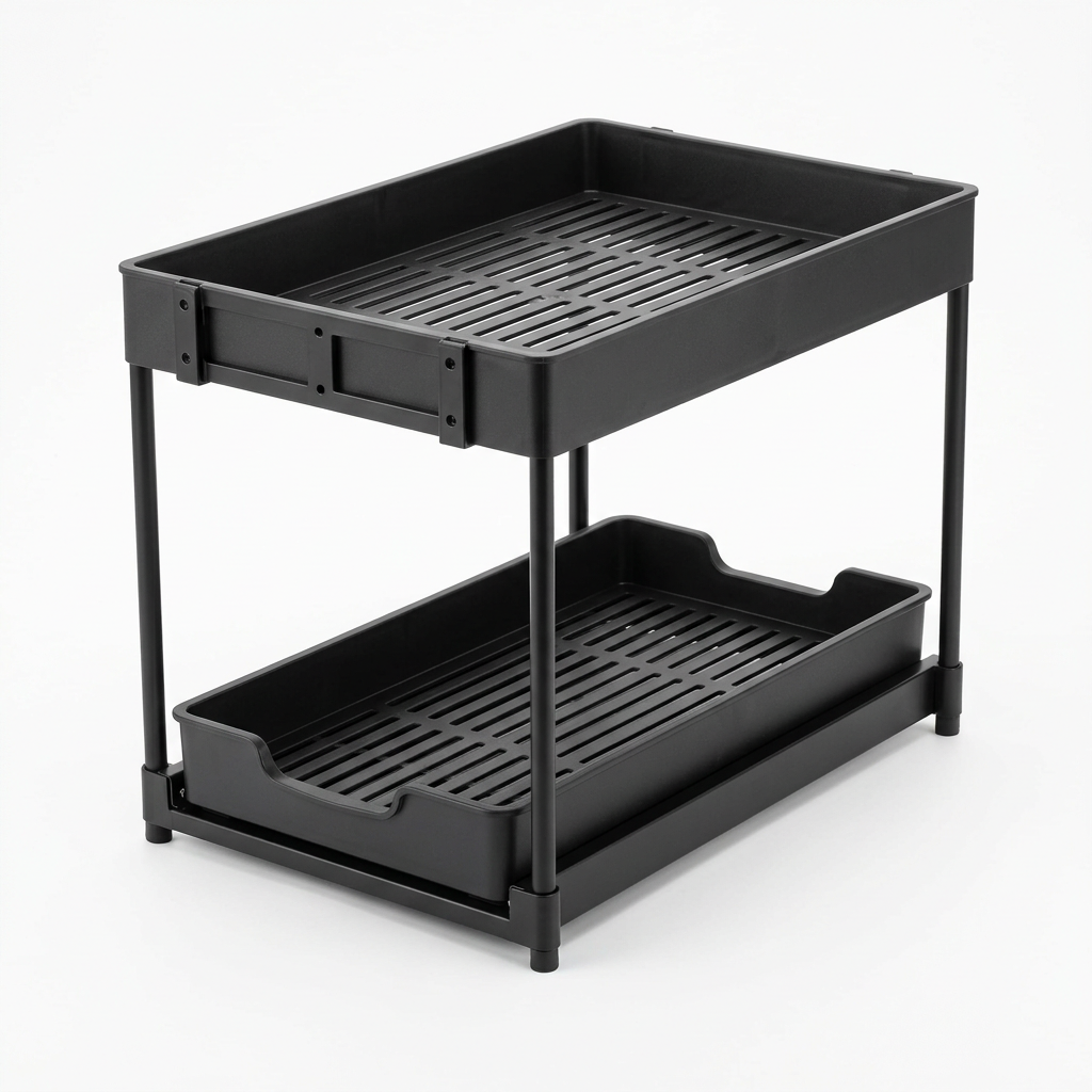 Mandorio Under - Sink Pull - Out Organizer, Two - Tier, Charcoal Black - Kitchen Organization > Cabinet Storage > Under - Sink Organizers - Mandorio