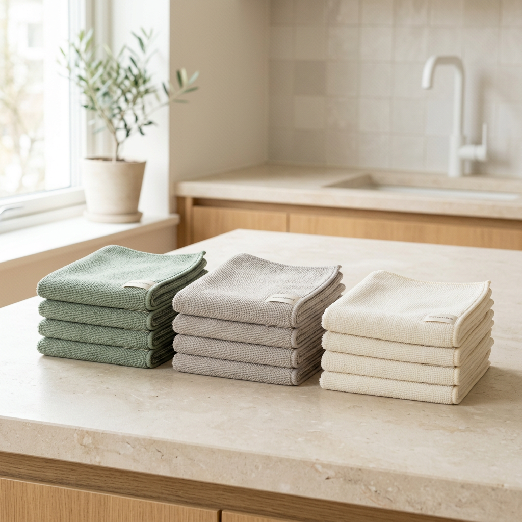 Mandorio Microfiber Cleaning Cloth Pack, 12 Pieces, Three Neutral Colors - Cleaning & Laundry Helpers > Cleaning Supplies > Cleaning Cloths - Mandorio