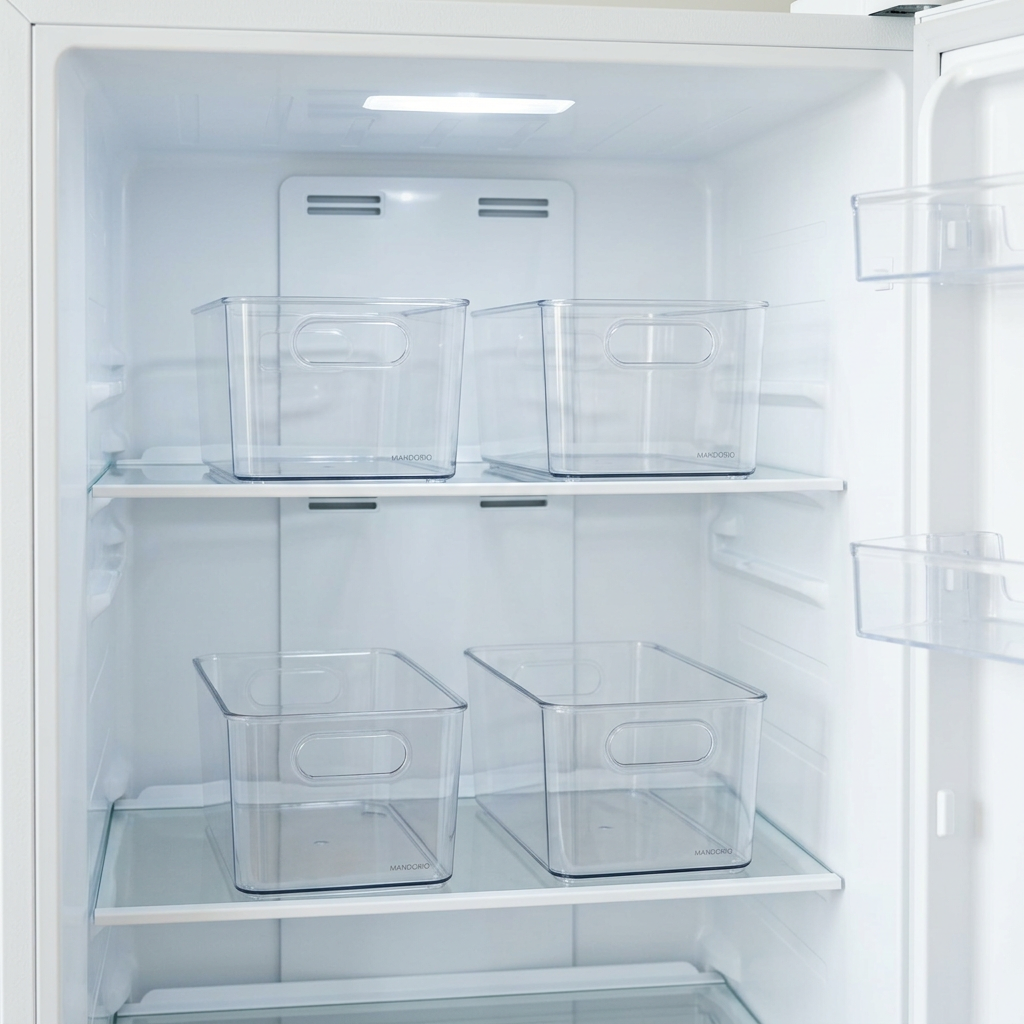 Mandorio Clear Fridge Storage Bin Set, 4 Pieces With Carry Handles - Kitchen Organization > Refrigerator Storage > Storage Bins - Mandorio