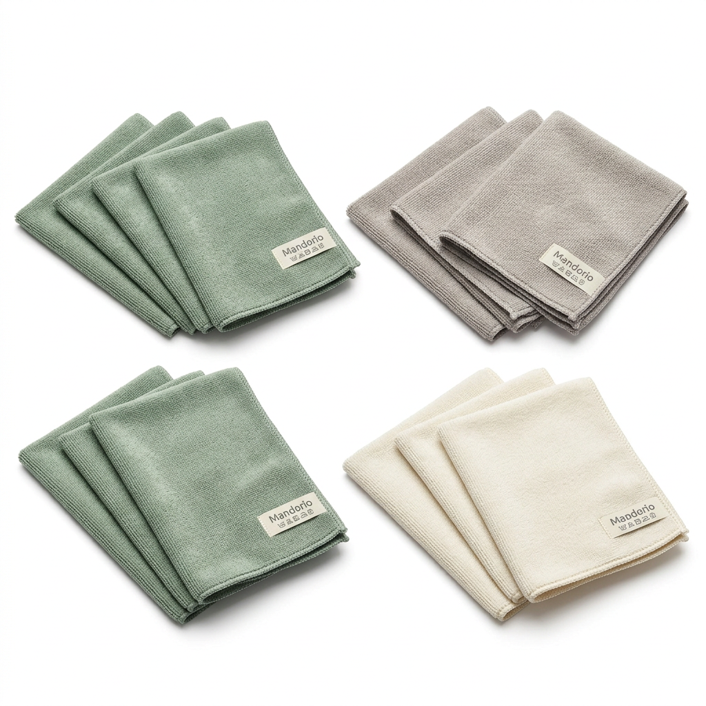Mandorio Microfiber Cleaning Cloth Pack, 12 Pieces, Three Neutral Colors - Cleaning & Laundry Helpers > Cleaning Supplies > Cleaning Cloths - Mandorio