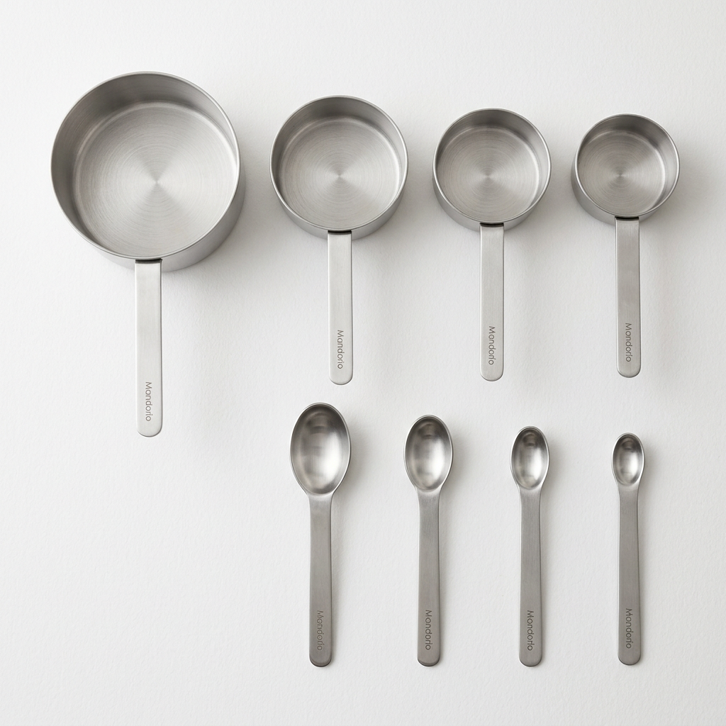 Mandorio Stainless Steel Measuring Cups And Spoons Set, 8 Pieces - Cookware & Utensils > Measuring Tools > Measuring Cups And Spoons - Mandorio