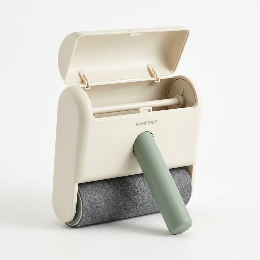 Mandorio Lint Roller And Pet Hair Remover, Ivory With Sage Handle - Cleaning & Laundry Helpers > Fabric Care > Lint Removers - Mandorio