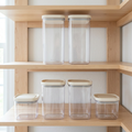 Mandorio Pantry Canister Set, 6 Clear Containers With Ivory Lids - Food Storage & Containers > Pantry Storage > Canister Sets - Mandorio