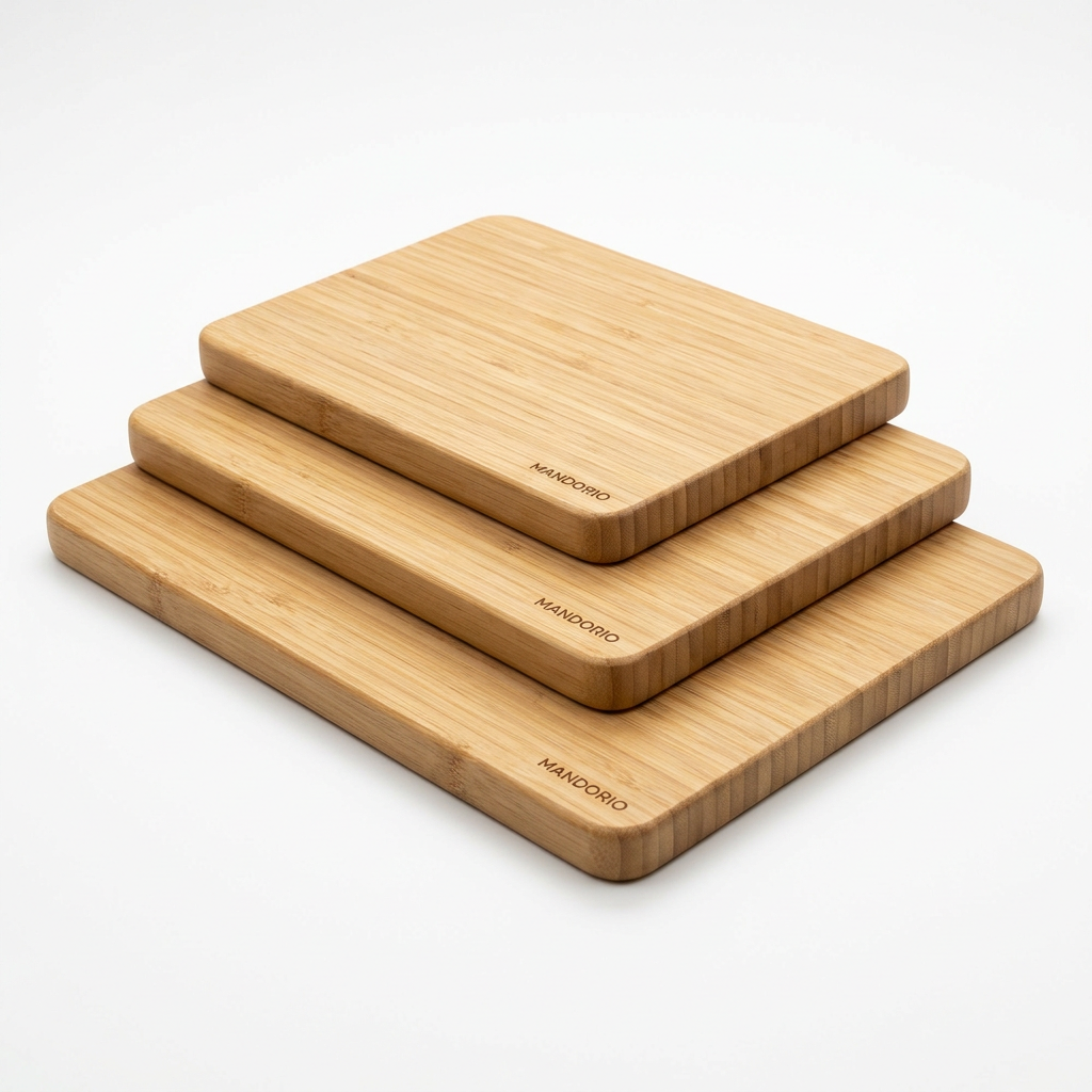 Mandorio Bamboo Cutting Board Set, 3 Sizes, Natural Honey Finish - Cookware & Utensils > Kitchen Preparation > Cutting Boards - Mandorio