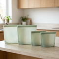 Mandorio Silicone Storage Bag Set, 4 Pieces, Frosted Sage Green - Food Storage & Containers > Storage Bags > Silicone Bags - Mandorio