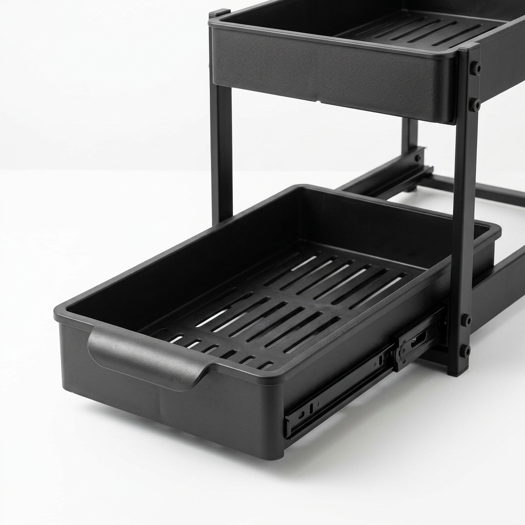 Mandorio Under - Sink Pull - Out Organizer, Two - Tier, Charcoal Black - Kitchen Organization > Cabinet Storage > Under - Sink Organizers - Mandorio